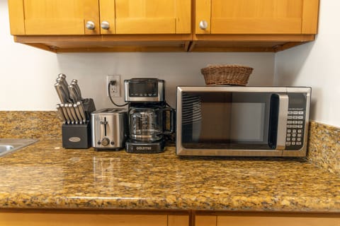 Stocked with amenities for early morning meals and snacks.
