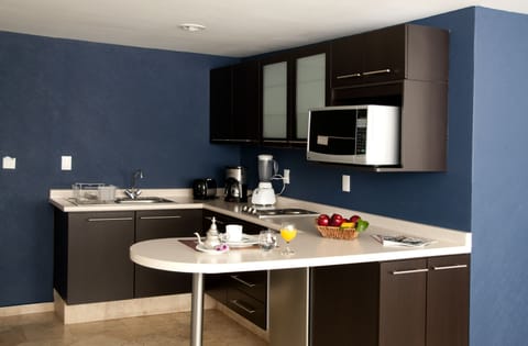 Suite, 1 Bedroom | Private kitchen | Fridge, microwave, coffee/tea maker, cookware/dishes/utensils