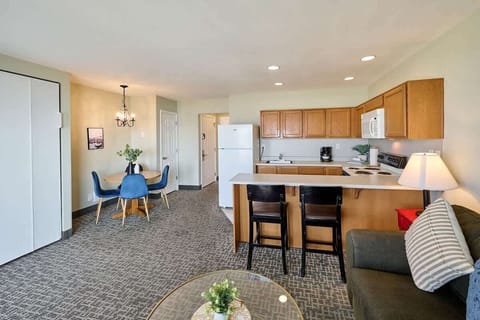 The unit has a spacious kitchen