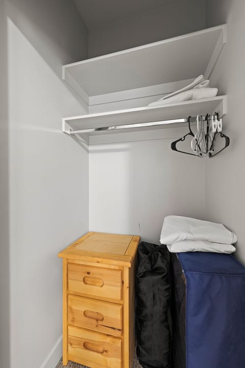 Master bedroom closet with Pack n' Play