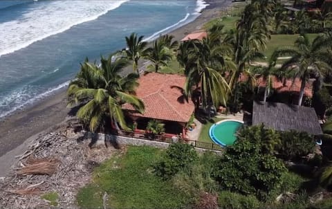 Located right on the beach! The waves lull you to sleep.