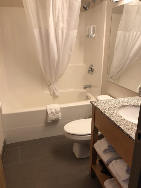 Suite, 1 Queen Bed, Non Smoking, Refrigerator & Microwave | Bathroom | Combined shower/tub, deep soaking tub, free toiletries, hair dryer