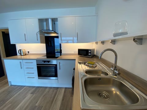 Luxury Apartment, 2 Bedrooms, Sea View | Private kitchen | Fridge, microwave, oven, stovetop