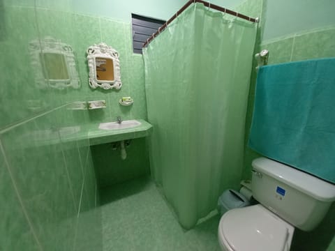 Economy Room | Bathroom | Shower, towels, soap, toilet paper