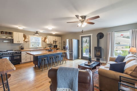Main living space Top of the Town Rental Home - This second floor living space provides 2 access points to the wrap-around deck which boasts spectacular views.