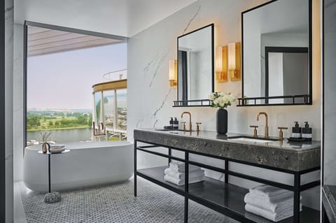 Pendry Suite | Bathroom | Designer toiletries, hair dryer, bathrobes, slippers