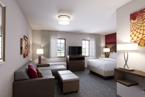 Studio Suite, 1 King Bed, Kitchen | In-room safe, desk, laptop workspace, blackout drapes