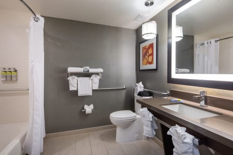 Combined shower/tub, hydromassage showerhead, eco-friendly toiletries