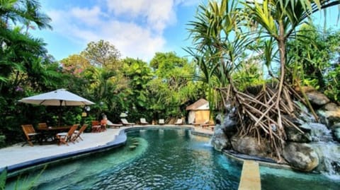 Outdoor pool, sun loungers