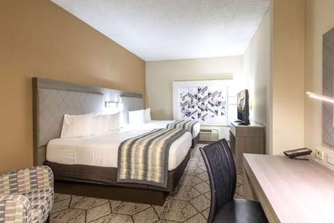 Room, 2 Queen Beds, Non Smoking | In-room safe, desk, blackout drapes, iron/ironing board