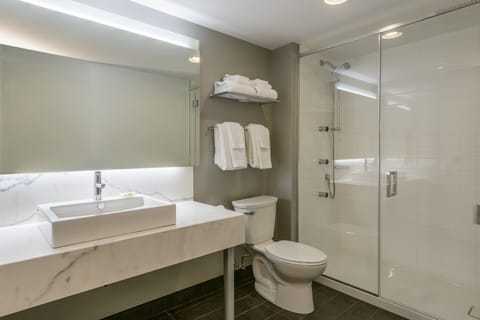 Standard Room, 1 King Bed, Accessible | Bathroom | Shower, free toiletries, hair dryer, towels