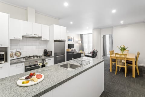 Two Bedroom Apartment | Private kitchen | Full-size fridge, microwave, oven, stovetop