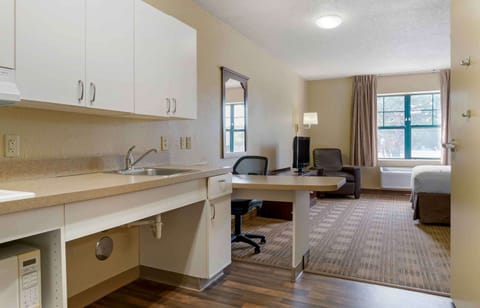 Studio, 1 Queen Bed, Accessible, Non Smoking | Private kitchen | Full-size fridge, microwave, stovetop