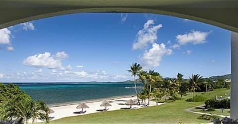 On the beach, sun loungers, beach umbrellas, beach towels