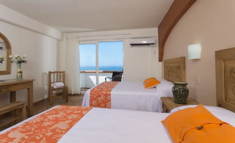 Standard Room, 2 Double Beds, Ocean View | Premium bedding, in-room safe, individually decorated