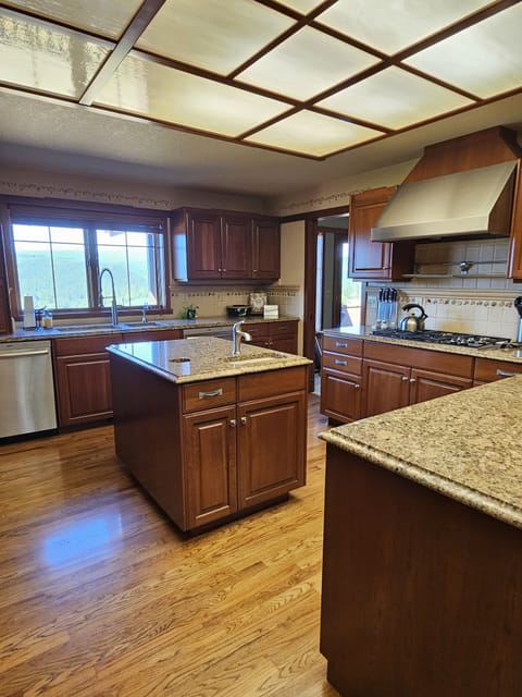 Wolf gas stove, double dishwashers for quick clean up