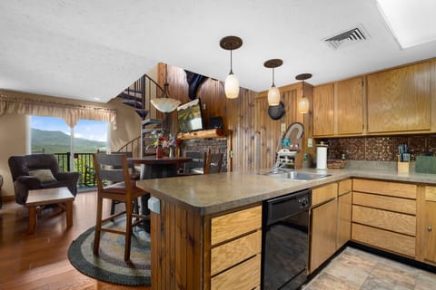 Condo, Multiple Beds, Balcony, Mountain View (#E308) | Private kitchen | Fridge, microwave, oven, stovetop