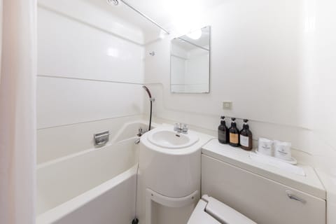 Combined shower/tub, free toiletries, hair dryer, bathrobes