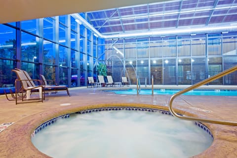 Indoor pool, open 9:00 AM to 9:00 PM, sun loungers