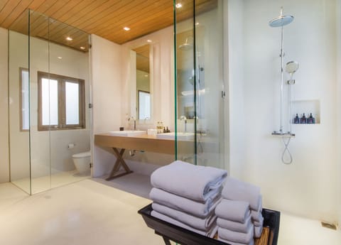 Luxury Villa, 3 Bedrooms, Private Pool | Bathroom | Rainfall showerhead, free toiletries, hair dryer, bathrobes