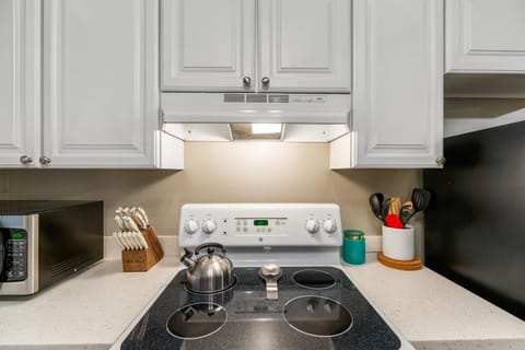 Chimney Rock Chalet kitchens are fully equipped for cooking, baking, and quick meals.