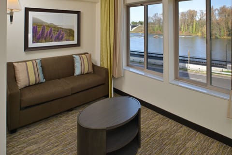 Studio Suite, 1 King Bed, River View | In-room safe, desk, blackout drapes, iron/ironing board