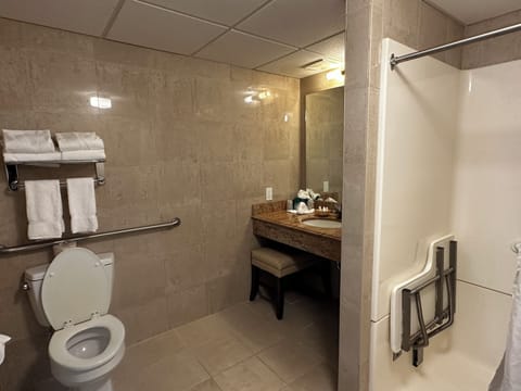 Handicap Accessible, 1 Queen Bed, Courtyard View | Bathroom | Combined shower/tub, eco-friendly toiletries, hair dryer, towels