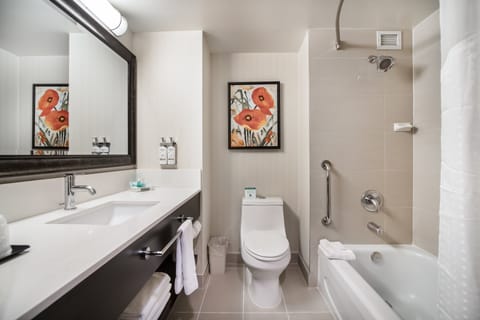 Hypo-allergenic bedding, desk, blackout drapes, iron/ironing board