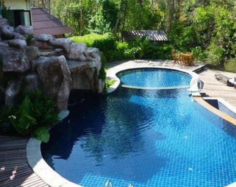 Outdoor pool, pool umbrellas