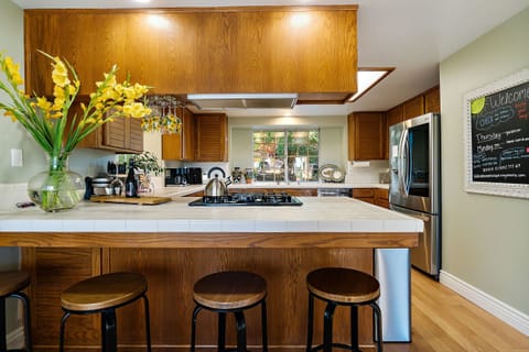 View into the kitchen from the dining room