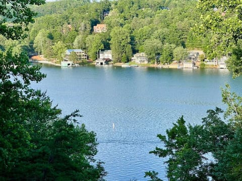 Amazing year round views of Lake Lure. This photo is from the upper level balcony of the family room.