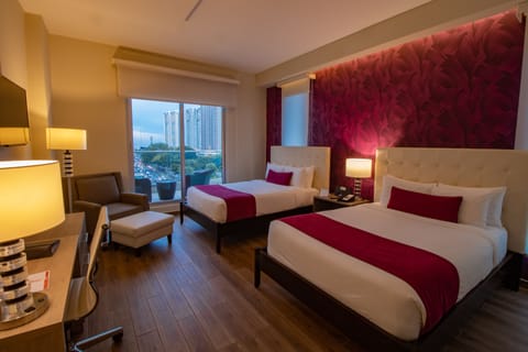 Deluxe Room, 2 Double Beds, Terrace, City View | Premium bedding, minibar, in-room safe, desk