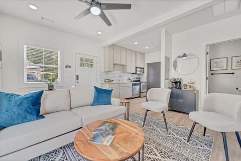 Modern living room, comfortable and chic.  Great place to relax.