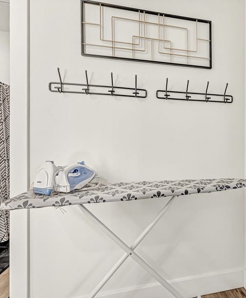 Iron and steamer available.