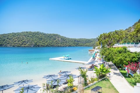 Private beach, sun loungers, beach umbrellas, beach towels