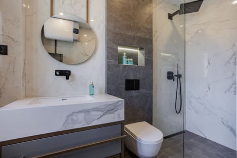 Deluxe Double Room | Bathroom | Shower, rainfall showerhead, free toiletries, hair dryer