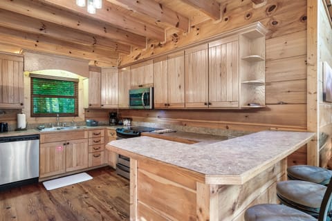 well stocked kitchen with plenty of room for lots of helpers