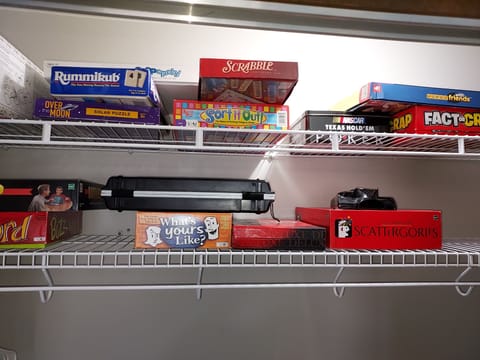 Family board game in 2nd bedroom closet