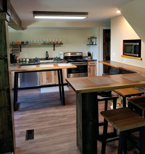 Decorative live edge surfaces throuout the house.