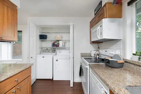 Through kitchen to laundry closet