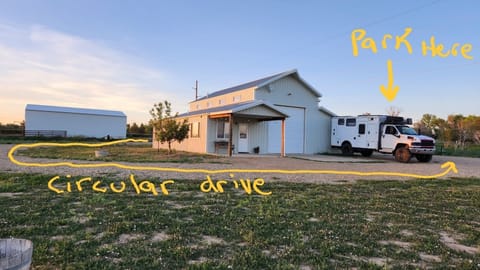 Large circular driveway to accommodate moving vans and long trailers