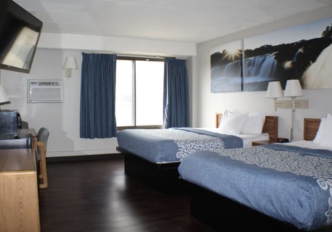 Standard Room, 2 Queen Beds, Non Smoking | In-room safe, desk, blackout drapes, iron/ironing board