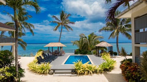 Outdoor pool, sun loungers