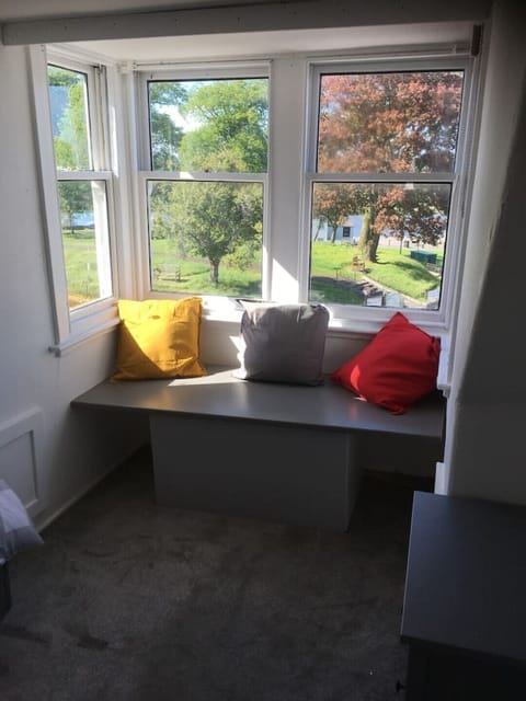 Bedroom window overlooking the Moat Brae and Rookery.