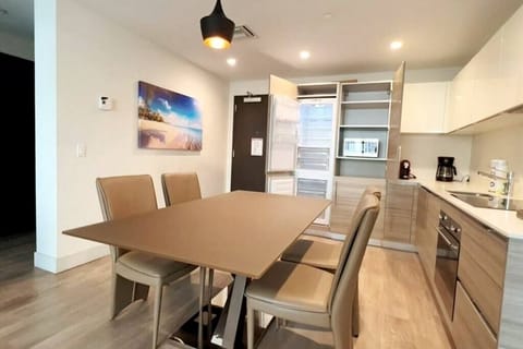 Modern open concept kitchen with all the appliances.