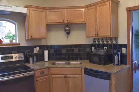 All your kitchen utensils, microwave, Keurig machine and regular coffee maker.