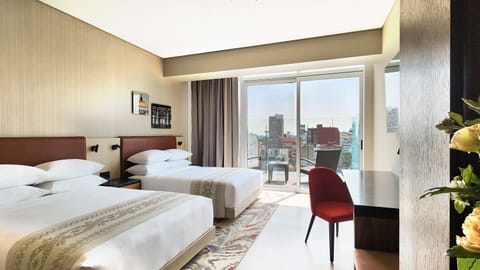 Deluxe Room, 2 Queen Beds, Terrace, City View | Down comforters, pillowtop beds, minibar, in-room safe