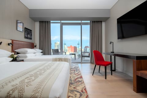 Deluxe Room, 2 Queen Beds, Terrace, City View | Down comforters, pillowtop beds, minibar, in-room safe