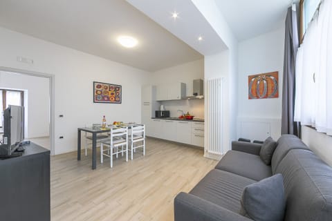 The large living room with the dining table