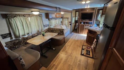 Deluxe Mobile Home, 1 Bedroom | Living area | 32-inch LCD TV with digital channels, TV, Netflix